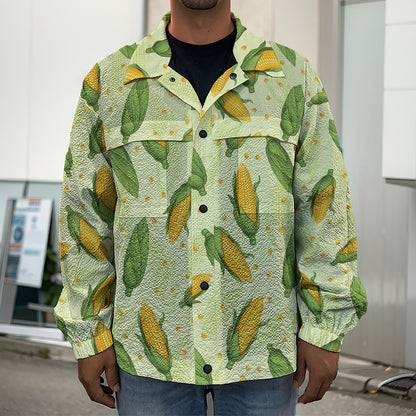 Corncob Pattern Print Men's Shirt Jacket