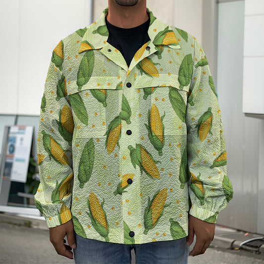 Corncob Pattern Print Men's Shirt Jacket