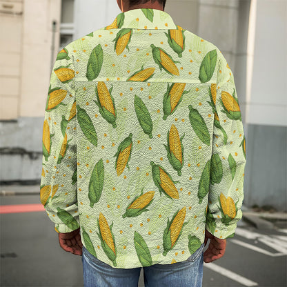 Corncob Pattern Print Men's Shirt Jacket