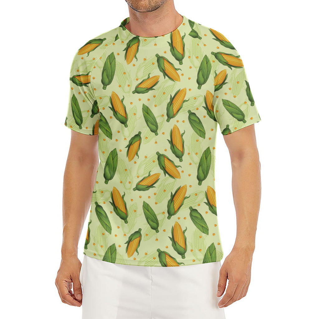 Corncob Pattern Print Men's Short Sleeve Rash Guard