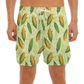 Corncob Pattern Print Men's Split Running Shorts
