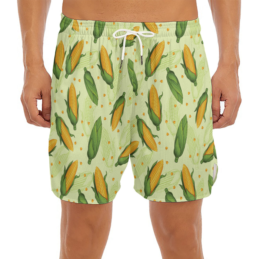 Corncob Pattern Print Men's Split Running Shorts