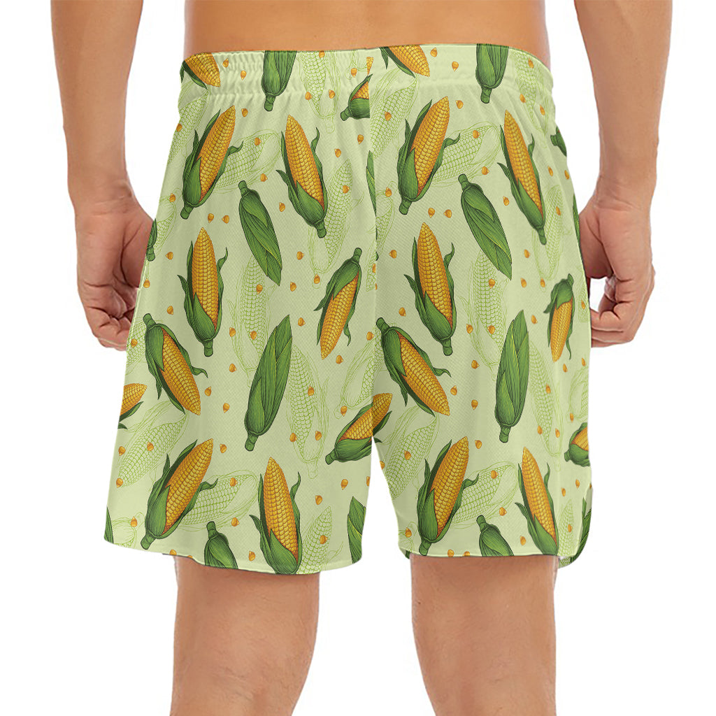 Corncob Pattern Print Men's Split Running Shorts