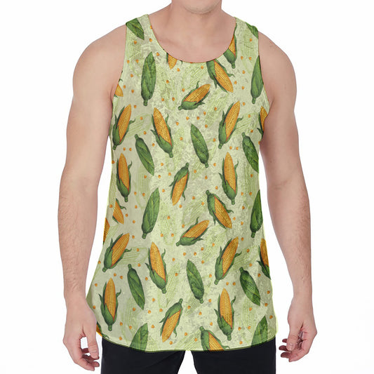 Corncob Pattern Print Men's Velvet Tank Top