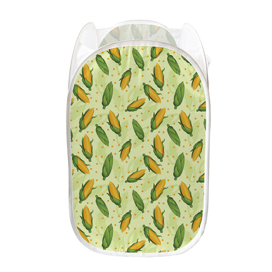 Corncob Pattern Print Mesh Laundry Hamper
