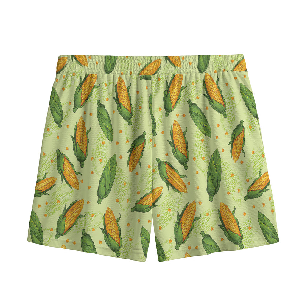 Corncob Pattern Print Mesh Shorts