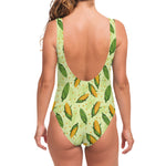 Corncob Pattern Print One Piece Swimsuit