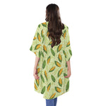 Corncob Pattern Print Open Front Beach Cover Up