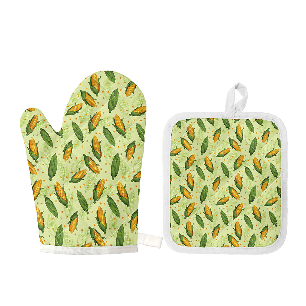 Corncob Pattern Print Oven Mitt And Pot Holder Set