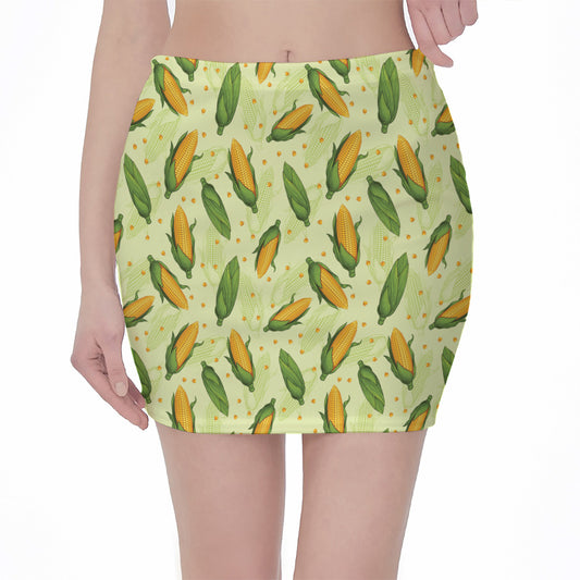 Corncob Pattern Print Pencil Mini Skirt