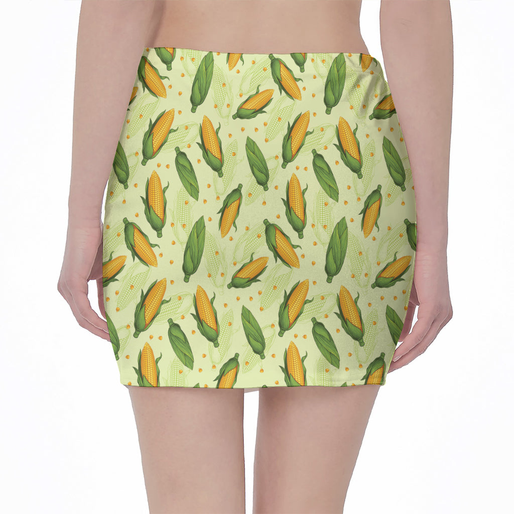 Corncob Pattern Print Pencil Mini Skirt