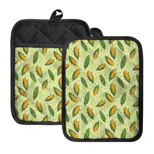 Corncob Pattern Print Pot Holders With Pocket