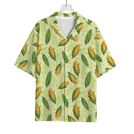 Corncob Pattern Print Rayon Hawaiian Shirt