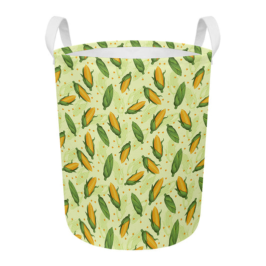Corncob Pattern Print Round Laundry Basket