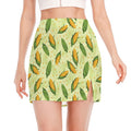 Corncob Pattern Print Side Slit Mini Skirt