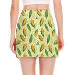 Corncob Pattern Print Side Slit Mini Skirt