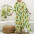 Corncob Pattern Print Silk V-Neck Kaftan Dress