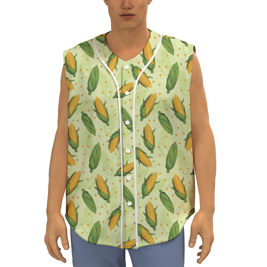 Corncob Pattern Print Sleeveless Baseball Jersey