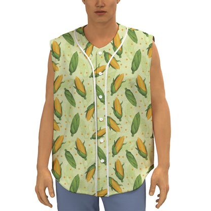 Corncob Pattern Print Sleeveless Baseball Jersey