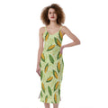 Corncob Pattern Print Slim Fit Midi Cami Dress