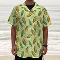 Corncob Pattern Print Textured Short Sleeve Shirt
