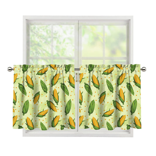 Corncob Pattern Print Tier Curtains