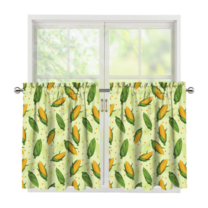 Corncob Pattern Print Tier Curtains