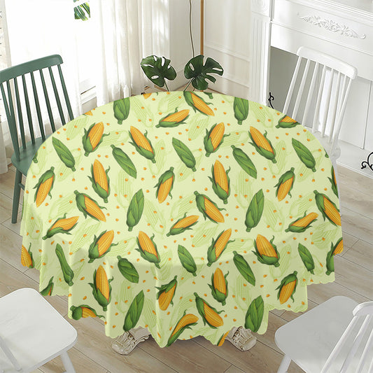 Corncob Pattern Print Waterproof Round Tablecloth