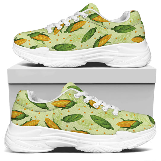 Corncob Pattern Print White Chunky Shoes