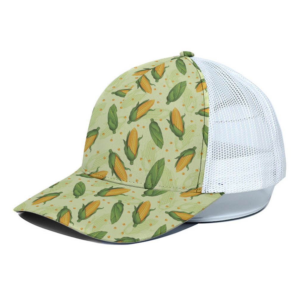 Corncob Pattern Print White Mesh Trucker Cap
