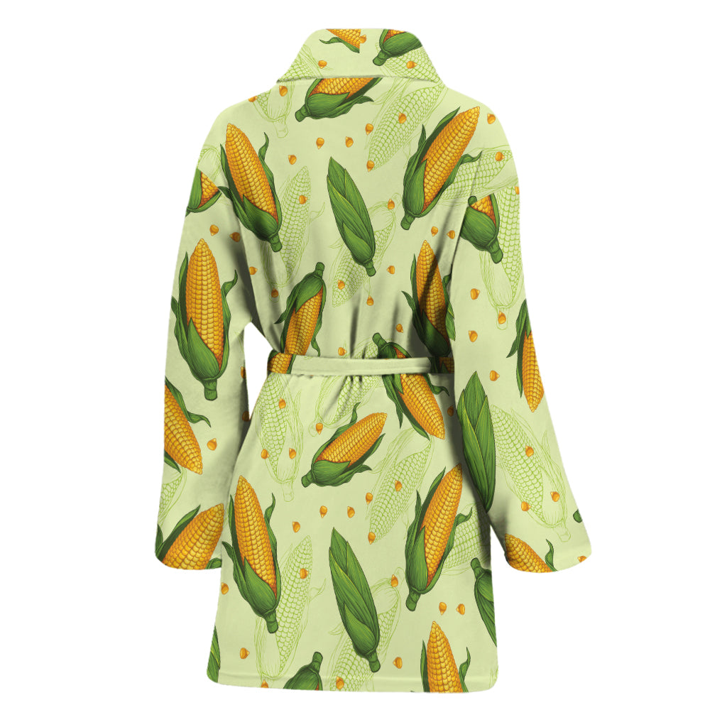 Corncob Pattern Print Women's Bathrobe