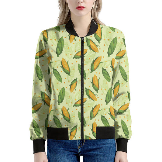 Corncob Pattern Print Women's Bomber Jacket