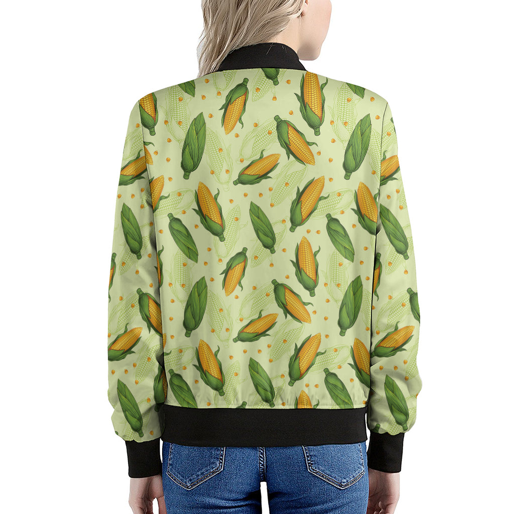 Corncob Pattern Print Women's Bomber Jacket