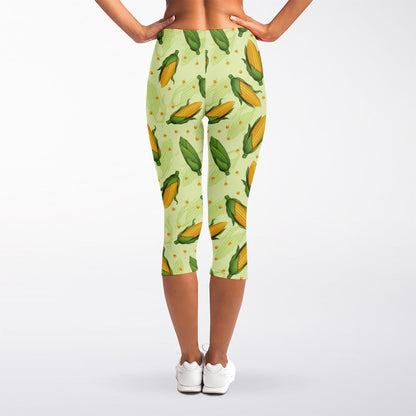 Corncob Pattern Print Women's Capri Leggings