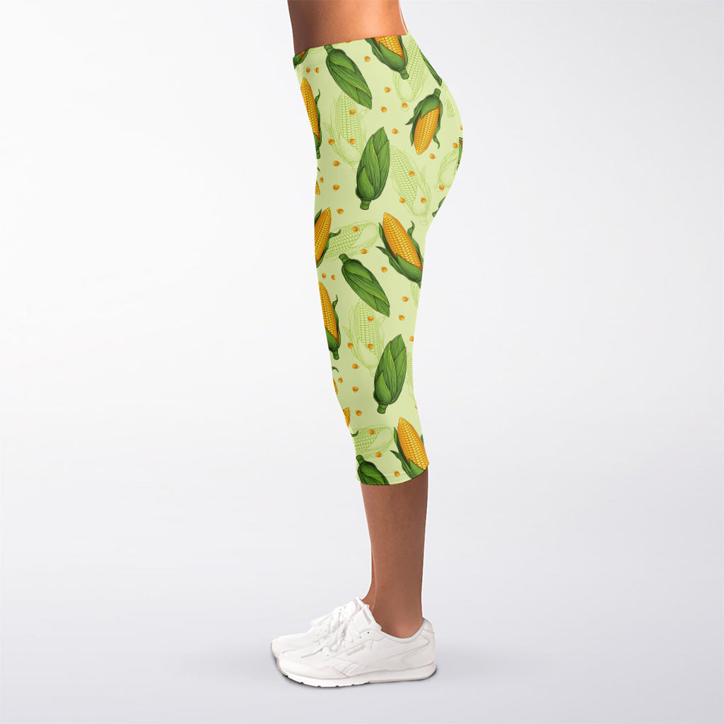 Corncob Pattern Print Women's Capri Leggings