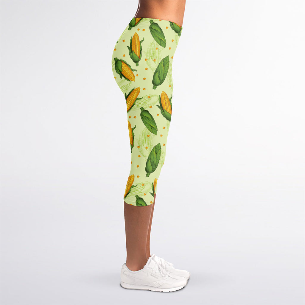 Corncob Pattern Print Women's Capri Leggings