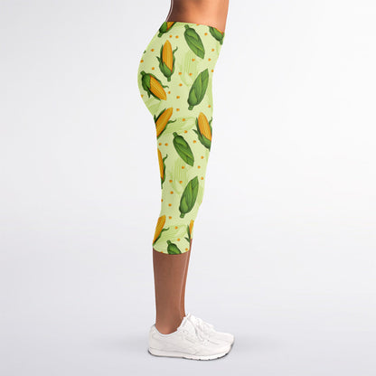 Corncob Pattern Print Women's Capri Leggings