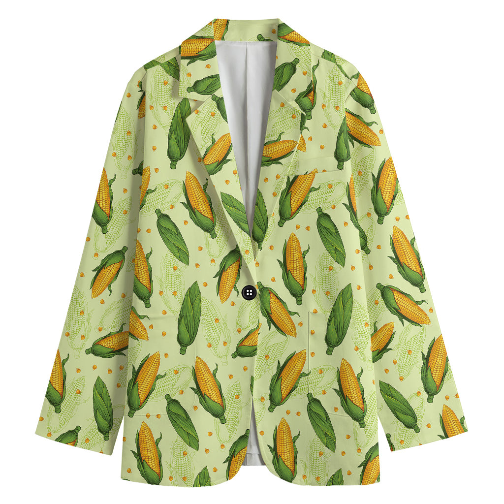 Corncob Pattern Print Women's Cotton Blazer