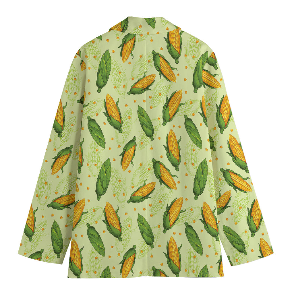 Corncob Pattern Print Women's Cotton Blazer