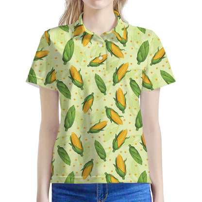 Corncob Pattern Print Women's Polo Shirt