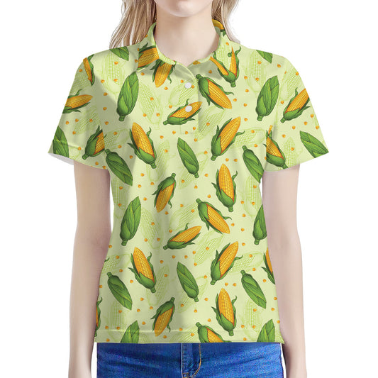 Corncob Pattern Print Women's Polo Shirt