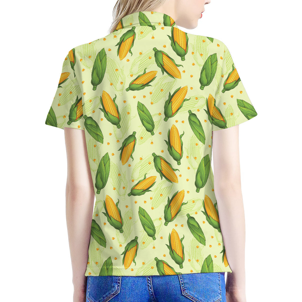 Corncob Pattern Print Women's Polo Shirt