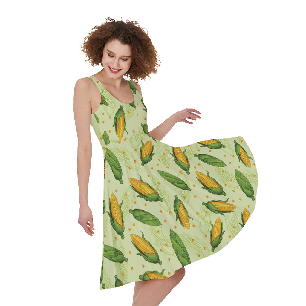 Corncob Pattern Print Women's Sleeveless Dress