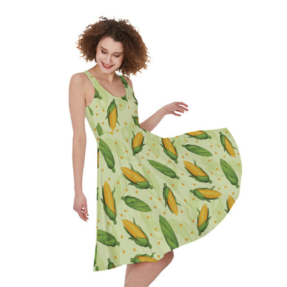 Corncob Pattern Print Women's Sleeveless Dress