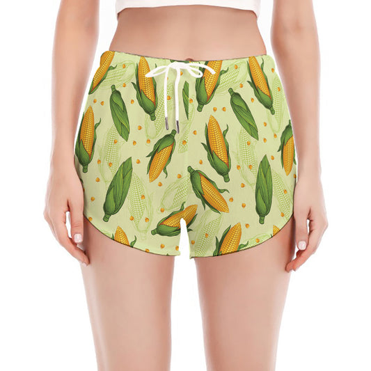 Corncob Pattern Print Women's Split Running Shorts