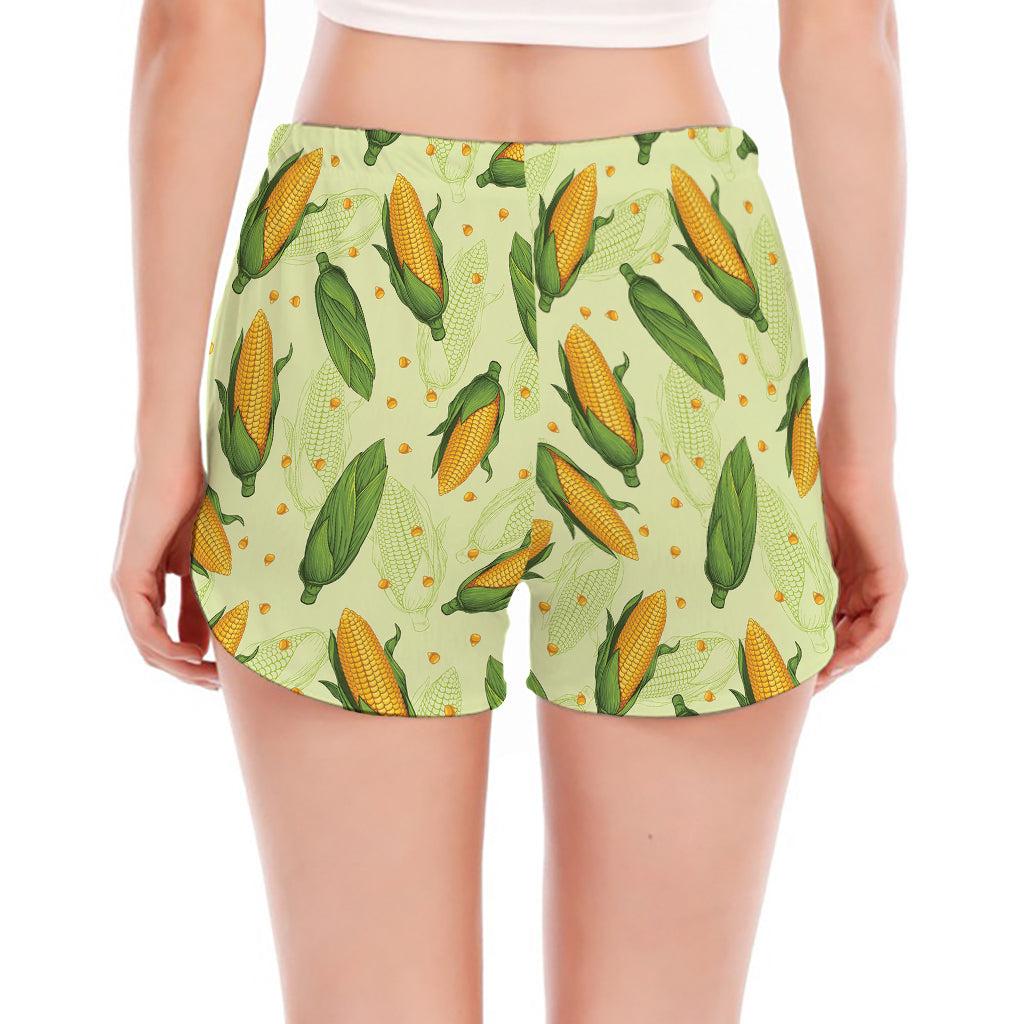 Corncob Pattern Print Women's Split Running Shorts