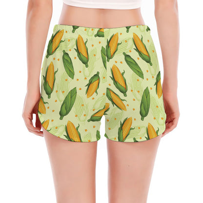 Corncob Pattern Print Women's Split Running Shorts