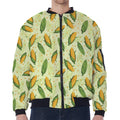 Corncob Pattern Print Zip Sleeve Bomber Jacket
