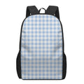 Cornflower Blue And White Gingham Print 17 Inch Backpack