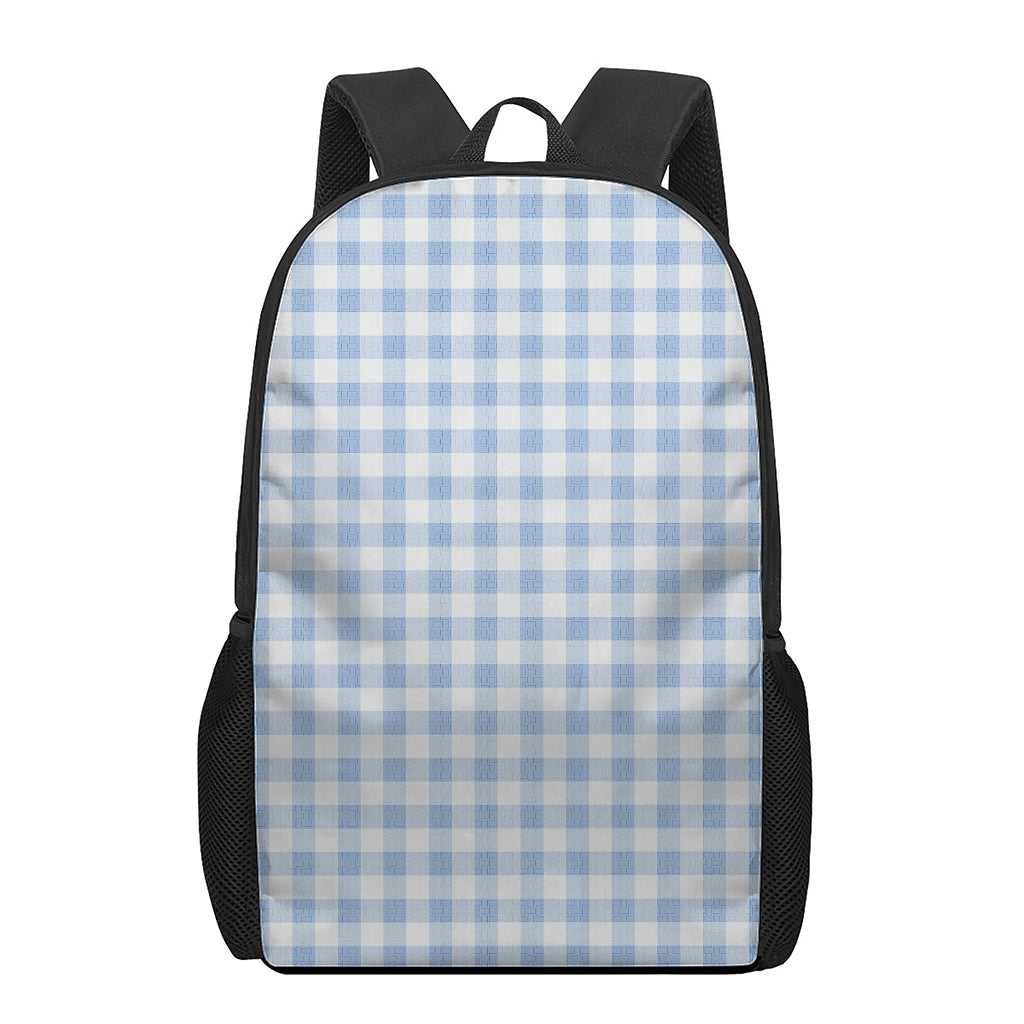 Cornflower Blue And White Gingham Print 17 Inch Backpack